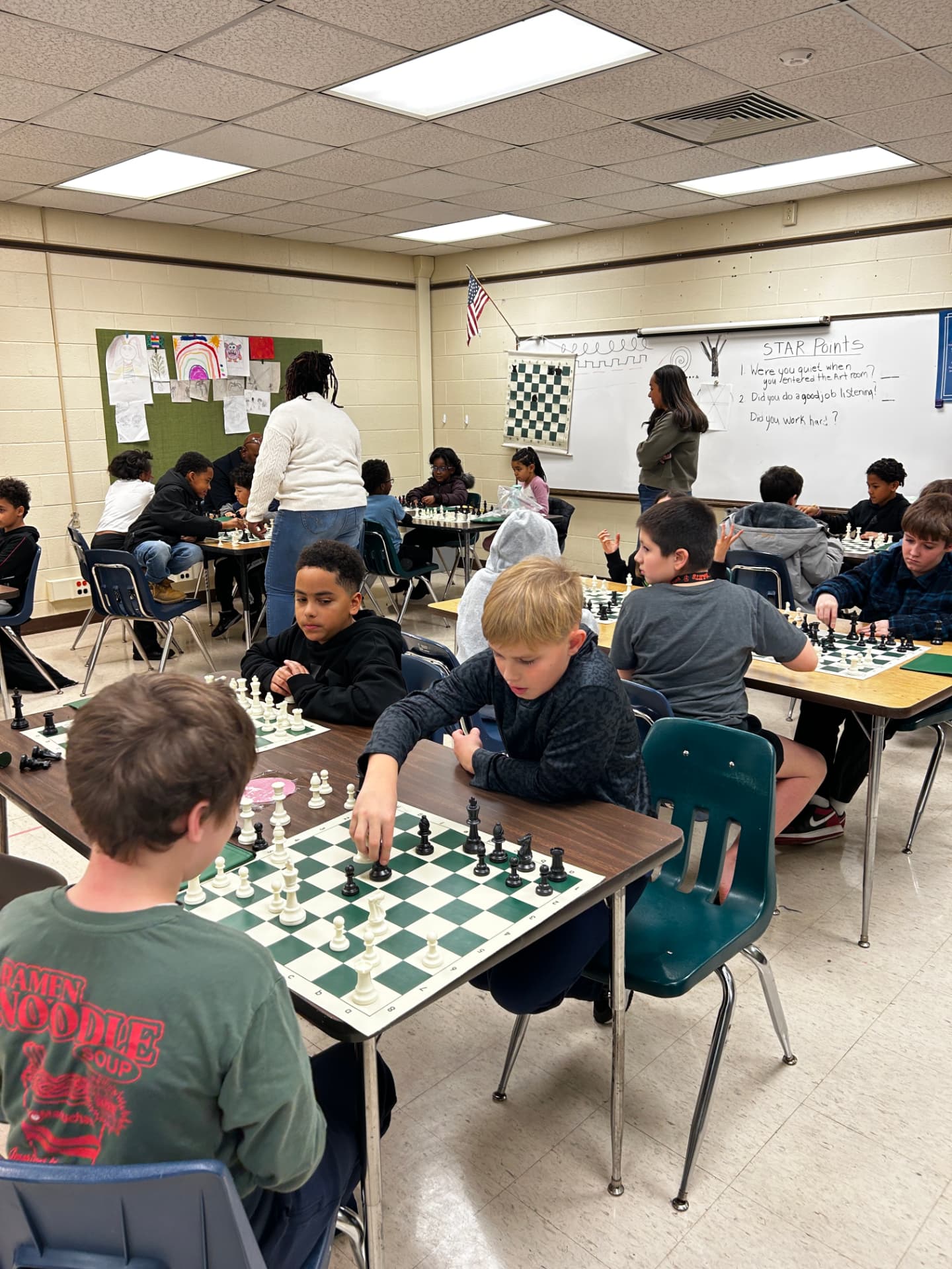 Young players at the chess board